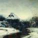 Winter landscape with mill